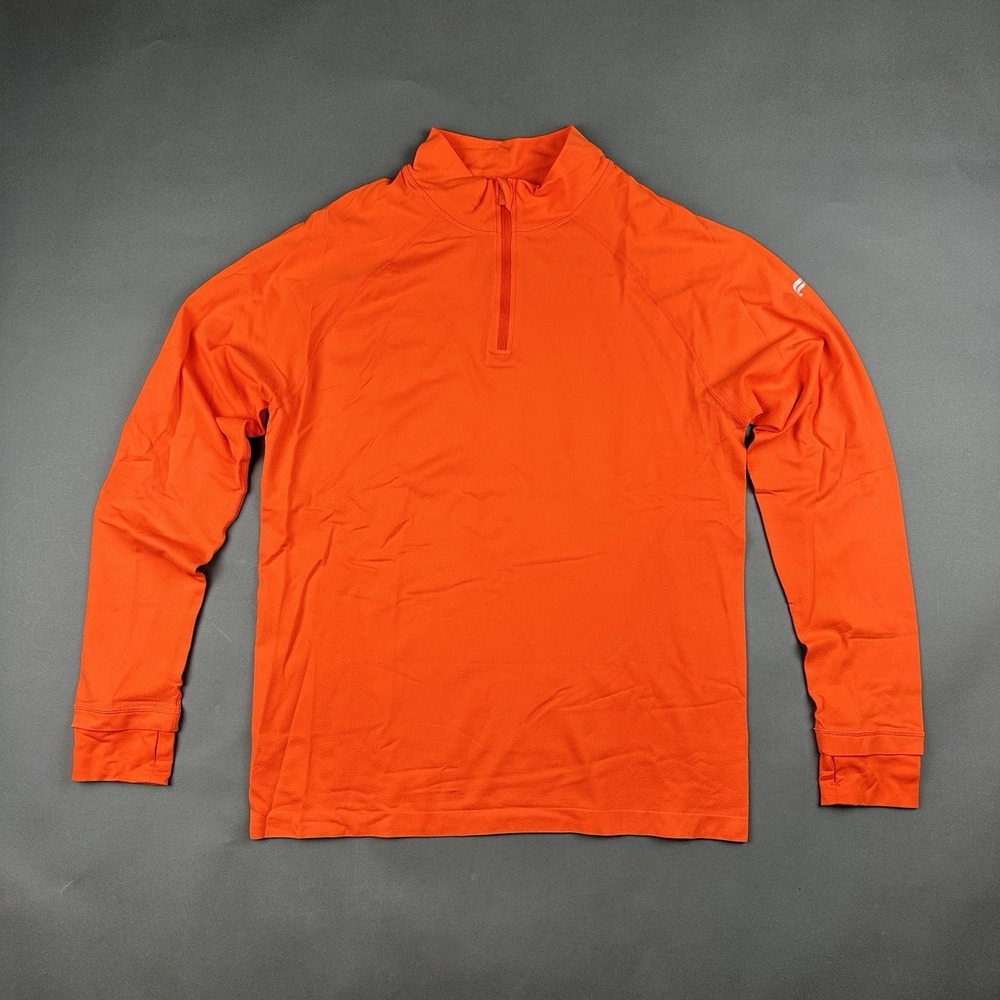 Fabletics Men's Orange The‎ Training Day 1/4 Zip Pullover Size Large Activewear